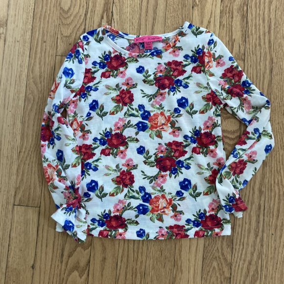 Betsey Johnson Long-sleeved Knit Floral Crewneck Top - Picture 1 of 8
